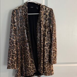 Dennis leopard Print Sequin Blazer - size small